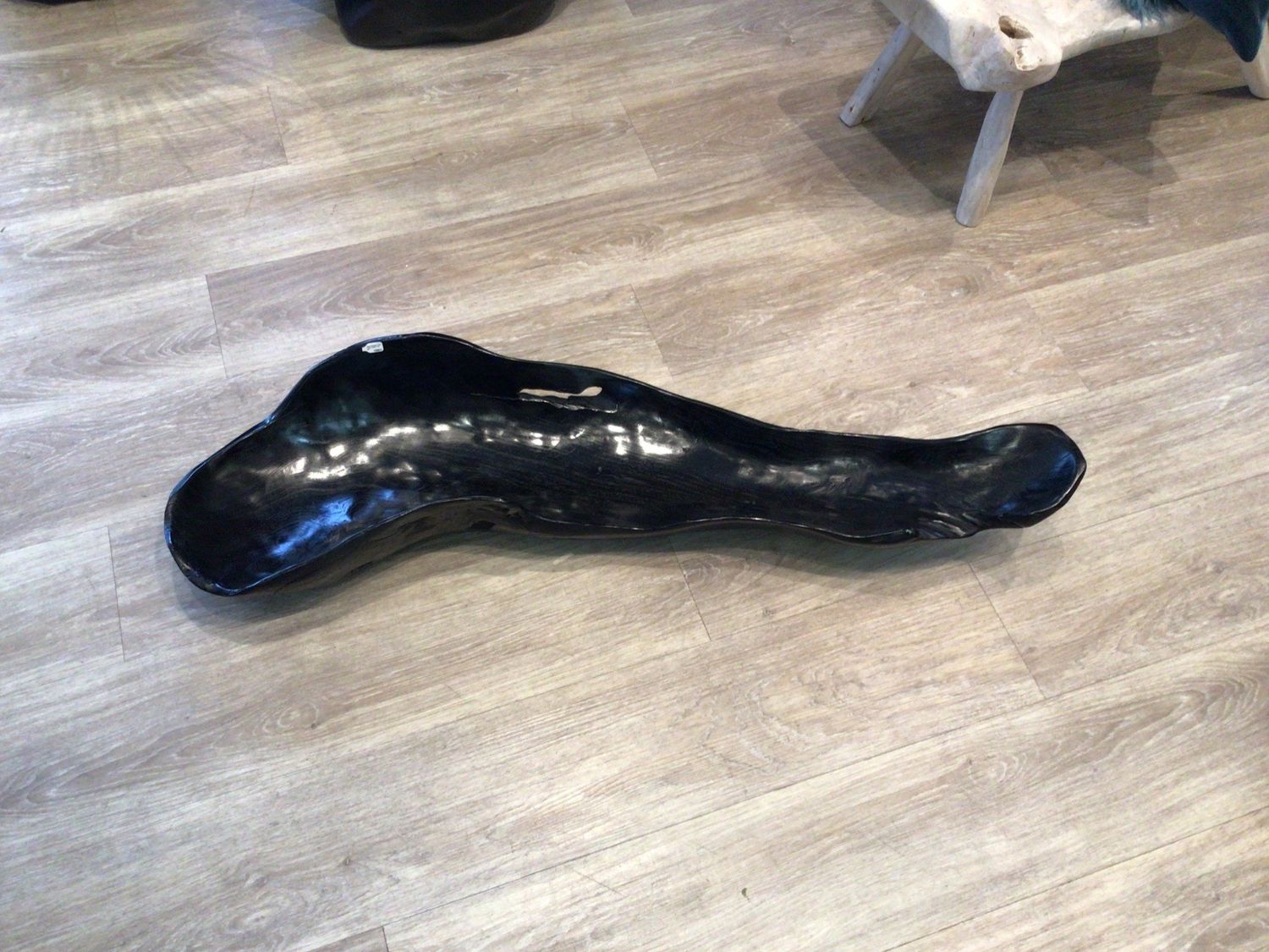 Black Polished Teak Long Organic Tray 40&quot; x 10&quot;