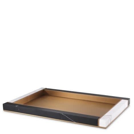 Tray, Antique Brass Finish Marble Inlay