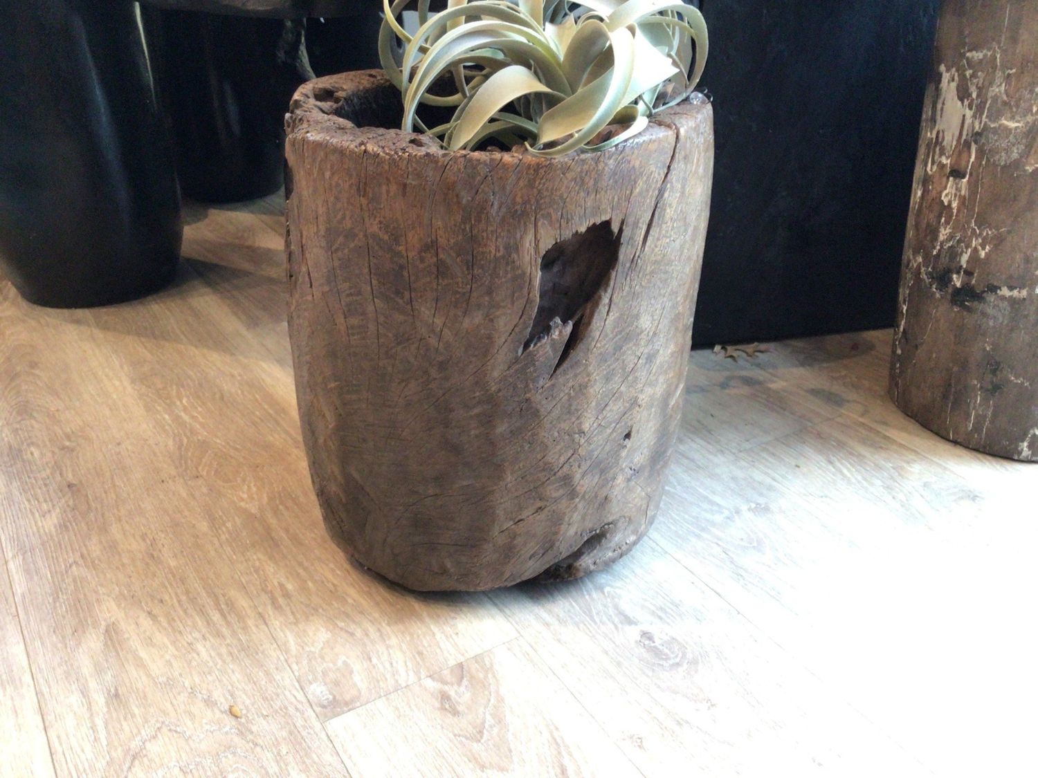 Vintage Thailand Teak Planter, 16&quot; H x 14.5&quot; D