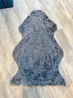 Curly Sheepskin Throw / Rug Stone Grey Taupe