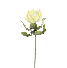 Faux Silk White Protea Flower Long Stem