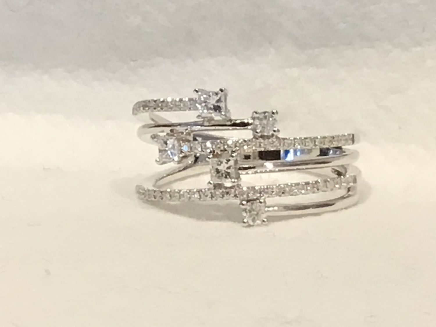 Six-Tier Diamond Ring, .43 Carats, Size 7,  18K White Gold