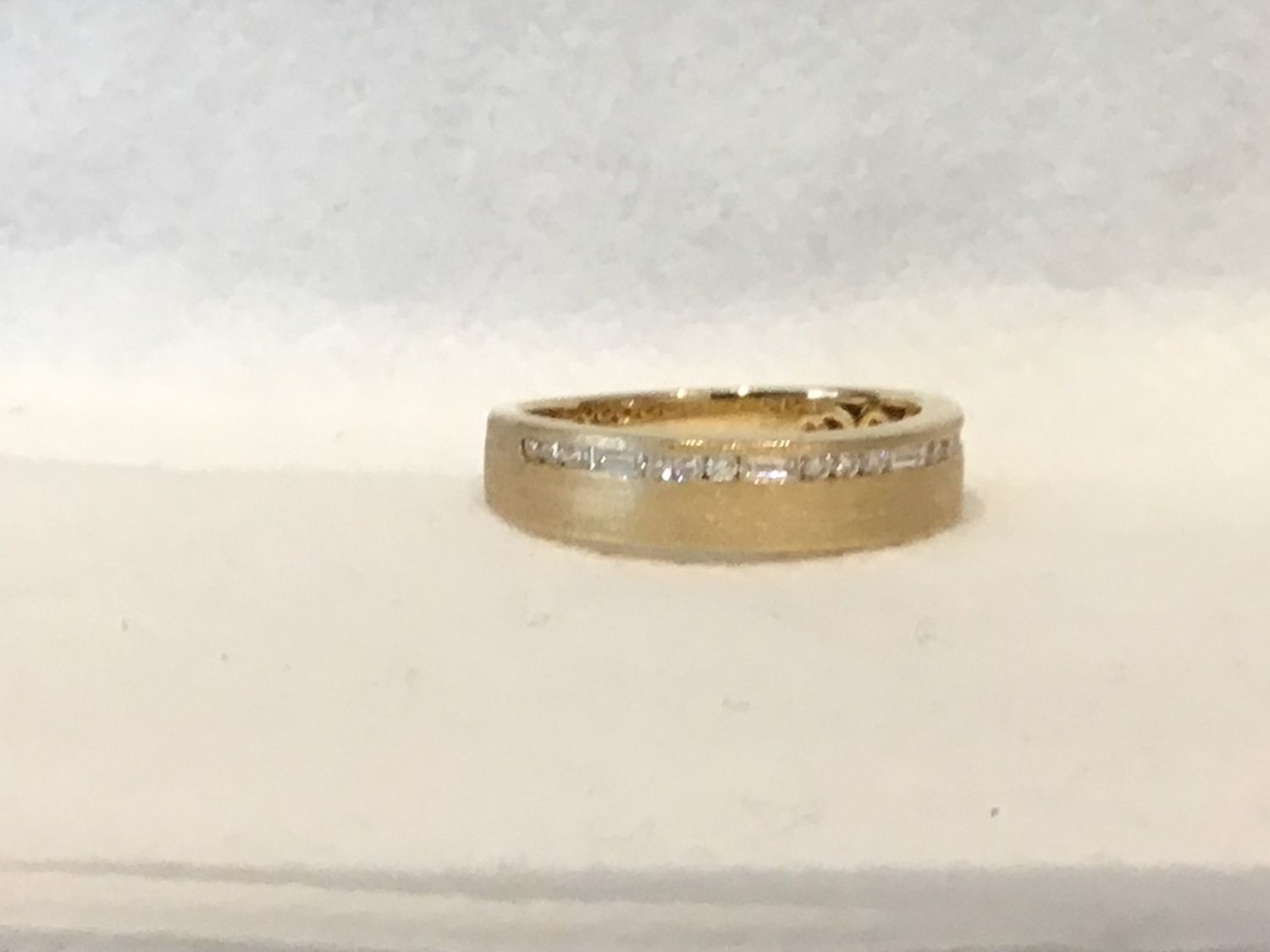 EXCHANGED Ring - Round &amp; Baguette Diamond Band 14K Yellow Gold , Size 6.5