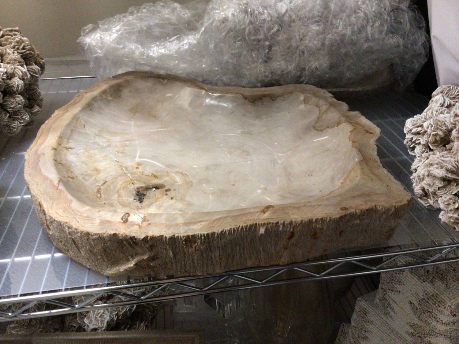 Large Onyx Petrified Wood Tray 22x18x2