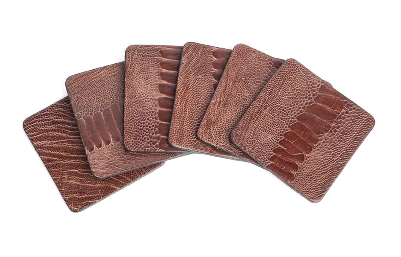 (0)Coasters - Set/6 - Ostrich Shin - Brown