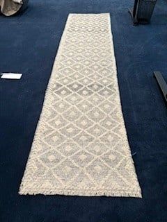 Moroccan Rug Runner, 2&#39;5&quot; x 10&#39;,  Soft Black/Grey/Ivory Diamond Pattern