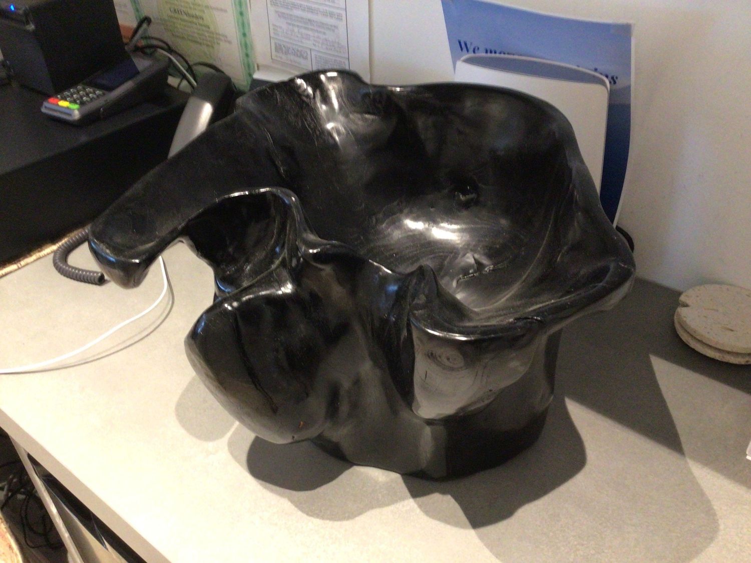 Black Polished Teak Stump Bowl - 1 available