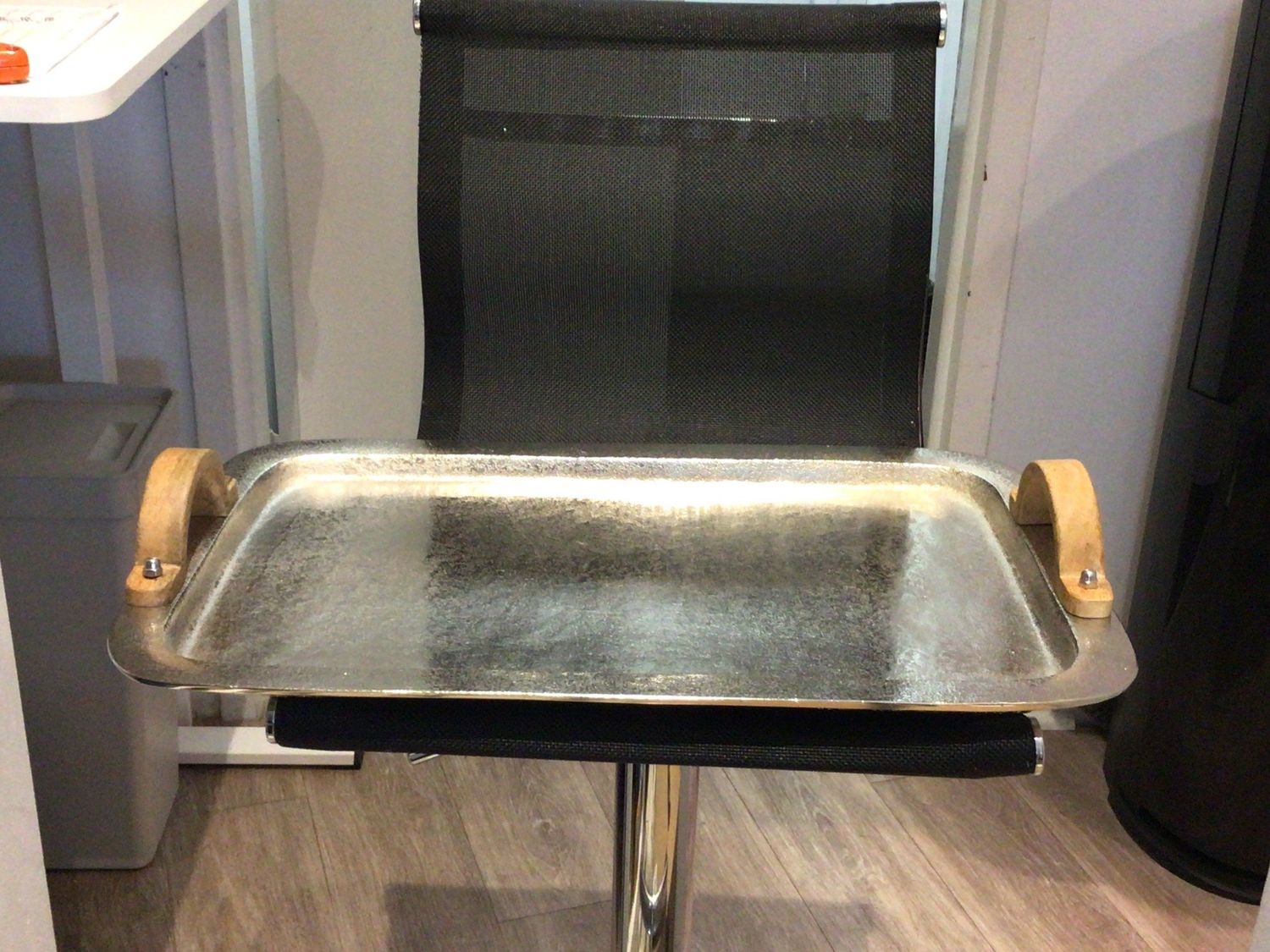Barcelona Nickel Aluminum Tray w/Wood Handles 22x14.5