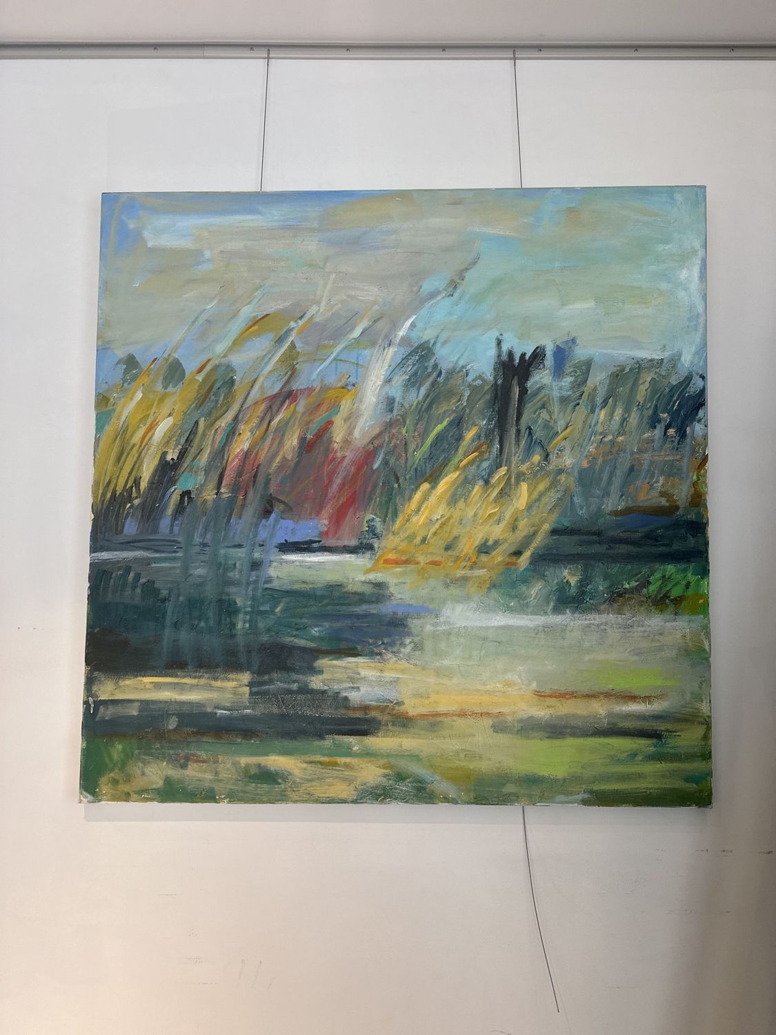 Original Art, Mixed Media, 48&quot; x 48&quot; Sholeh Janati, Modern Landscape, Framed