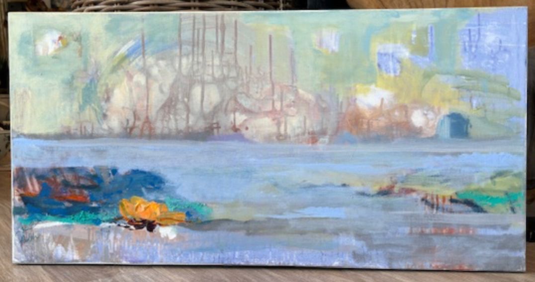 Original Art- 40 x 20, Sholeh Janati - Modern Landscape, Acrylic on Canvas