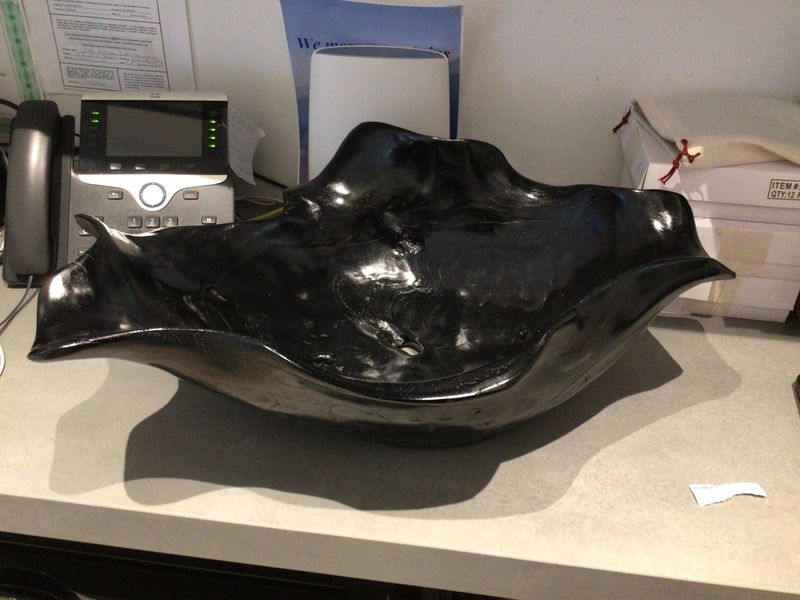 Large Black Polished Teak Oyster Bowl , 22&quot; L x 17 &quot;W