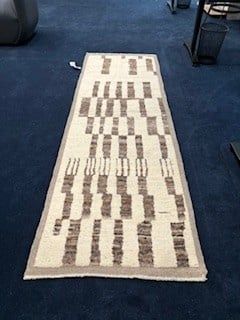 Moroccan Rug Runner, 2&#39;9&quot;x 8&#39;6&quot;, Taupe/ Brown/Beige Linear Pattern