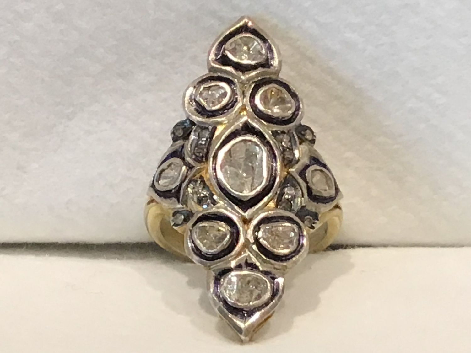 Ring Raw Diamonds, Sterling Silver, Size 6.25