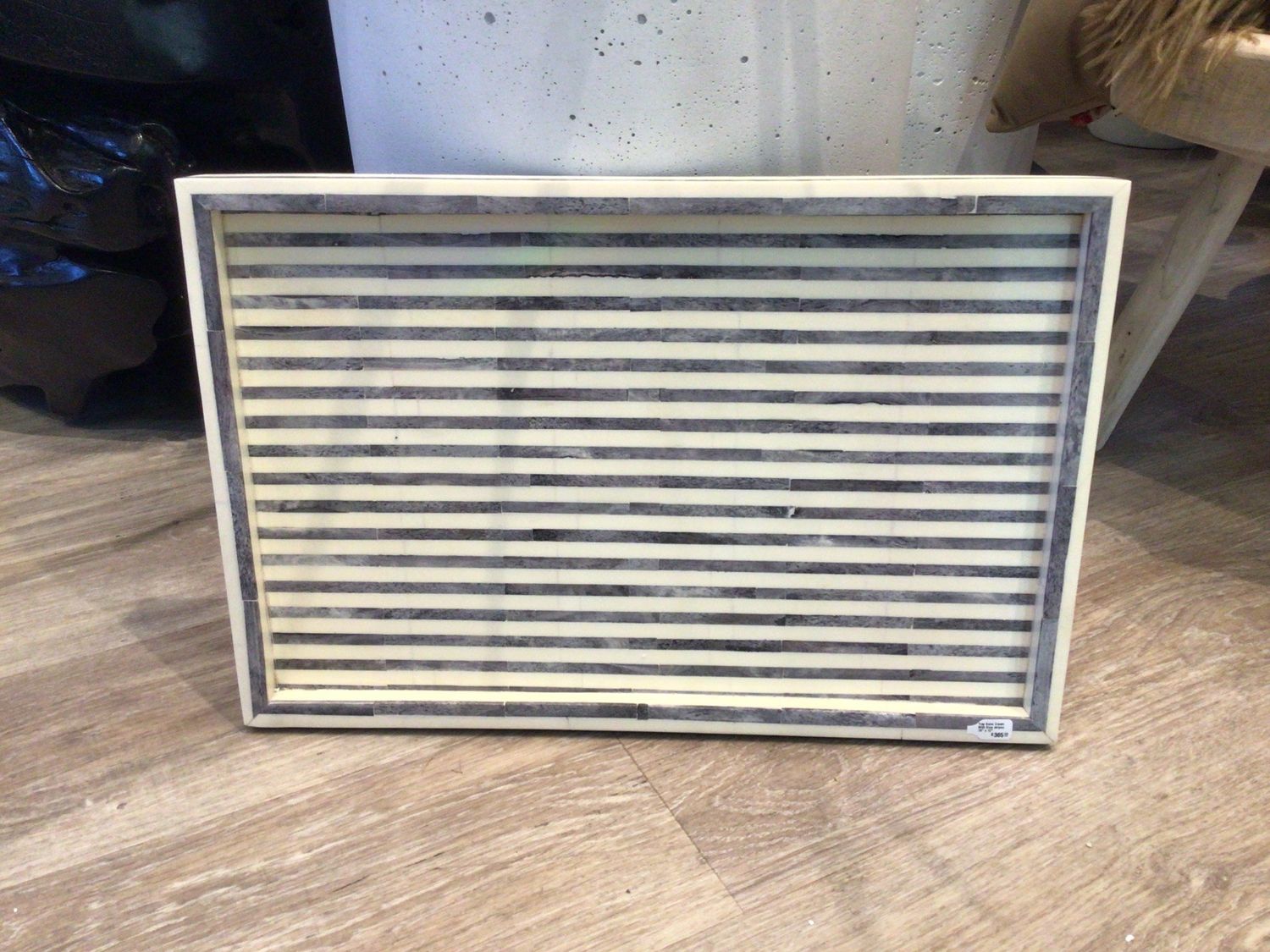 Tray Bone Cream With Blue stripes 18&quot; x 12&quot;