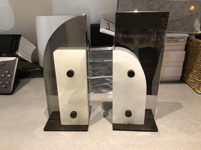 Bookends Modern Rock Crystal With Glass Yin and Yang