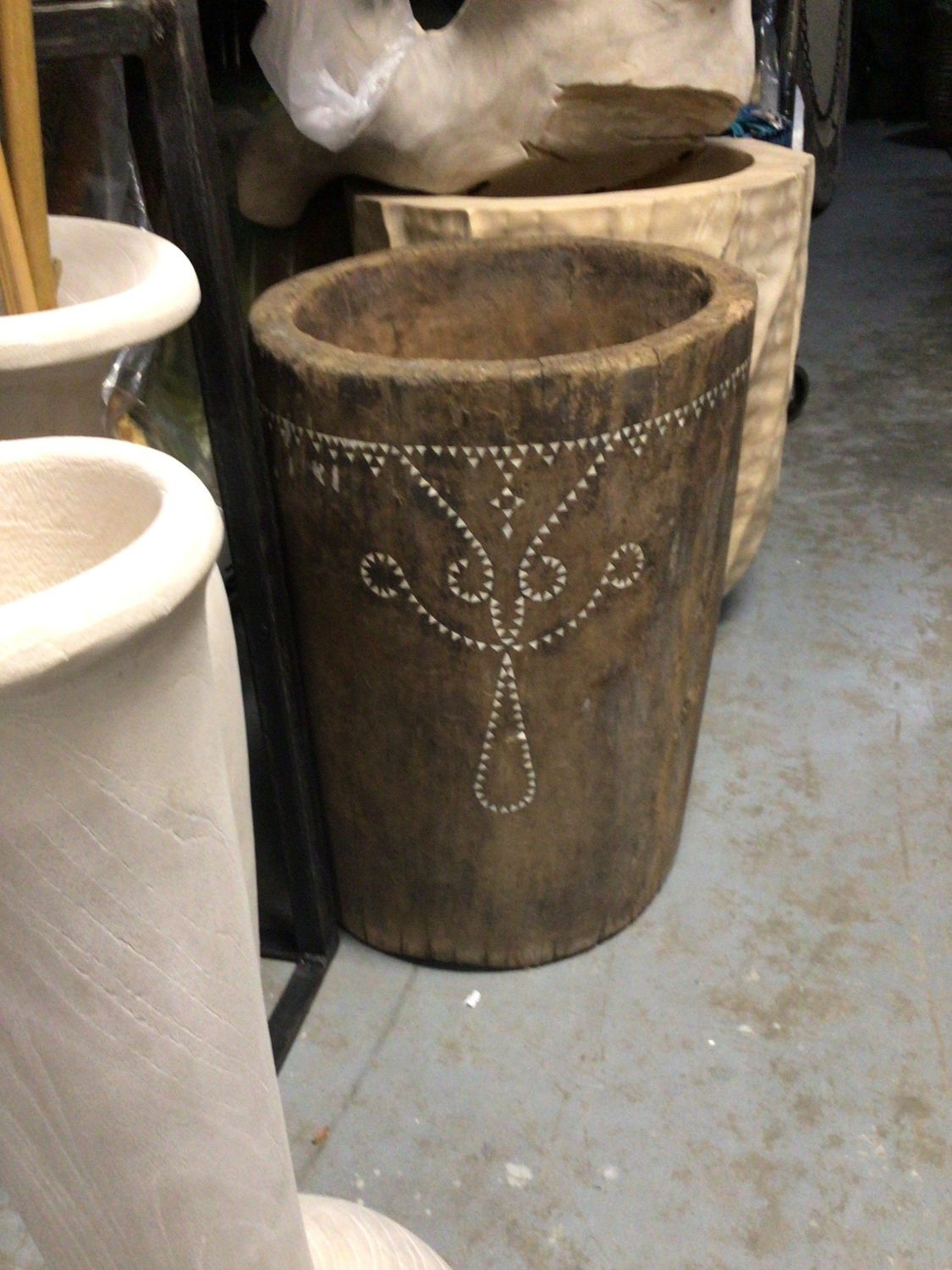Antique Lesung With Capiz Detail, Planter or Sculpture, 20&quot;H x 14&quot;D, Thailand