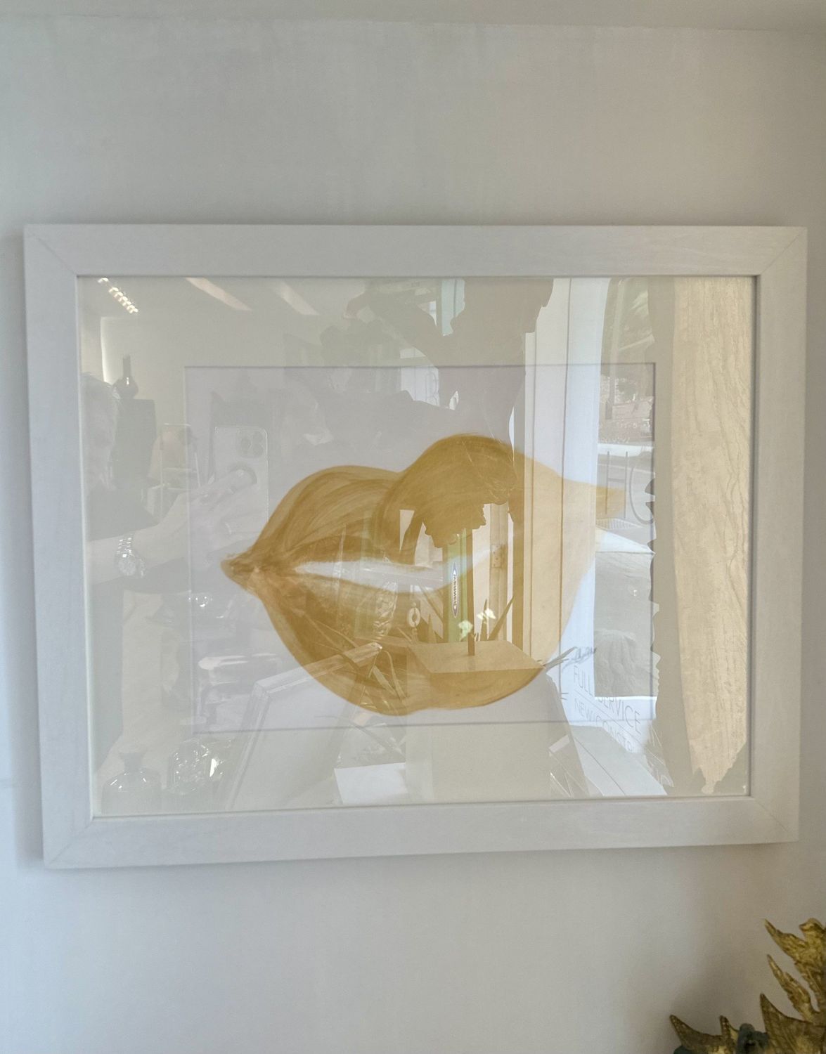 Original Art by Sholeh Janati, &quot;Gold Smile&quot;, Acrylic on Paper with Gold Leaf Detail - framed 18 &quot;H x 22&quot;W
