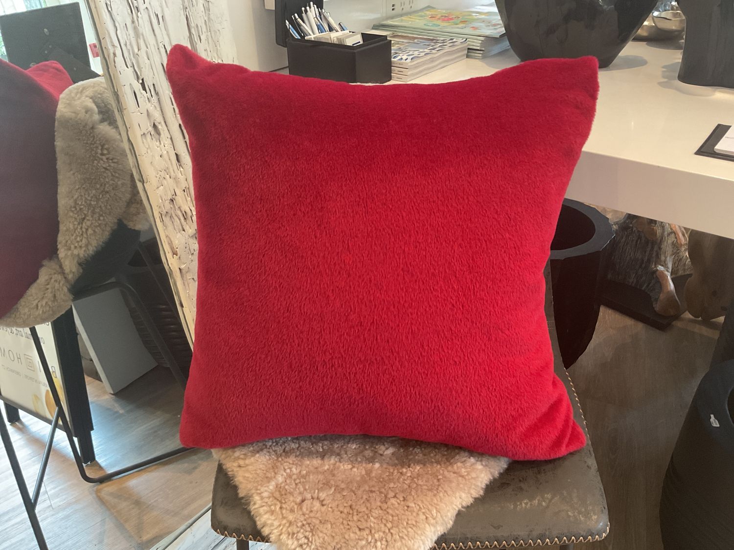 Pillow Holly Hunt Dark Red Mohair 20 x 20