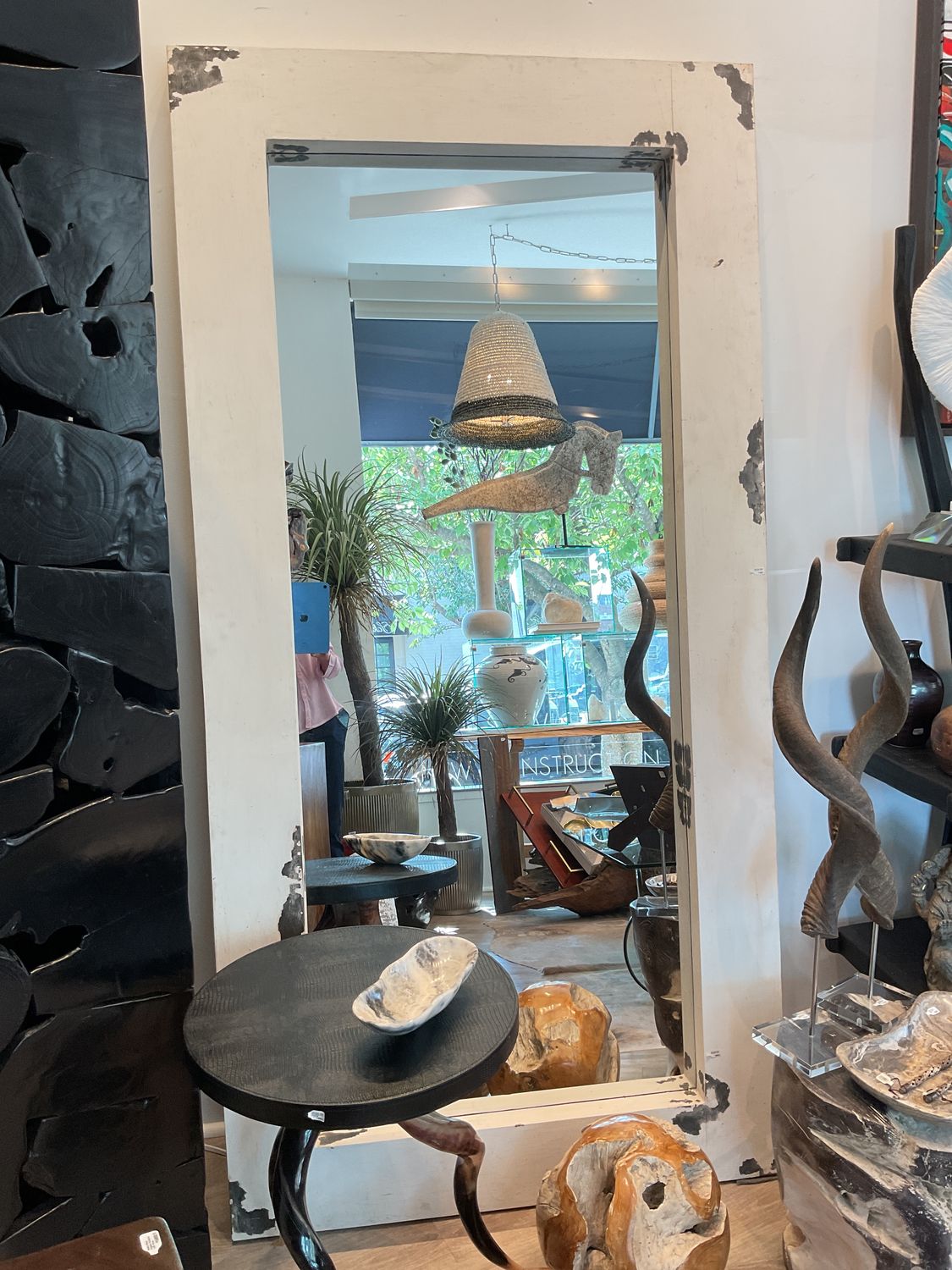 Mirror Vintage White Wash with Grey Accent 39&quot; x 79&quot;