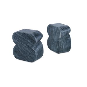Bookends Sculptural Black Marble Pair