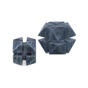 SOLD Bookends Black Marble Sculptural Abstract Pair