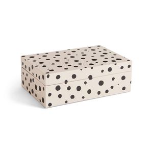Box Wooden Hand Painted Dot Pattern Large Hinged