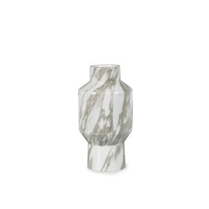 Vase Porcelain Faux Marble Pattern White / Gray Medium 10.5H