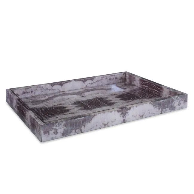 Tray Lacquer Abstract Multi Neutral Hue Design 22x16x2