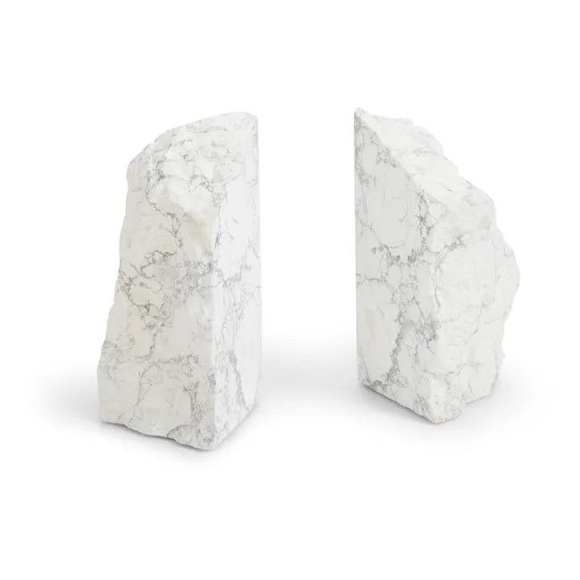 Bookends Natural Howlite Mineral Varied Shapes Pair