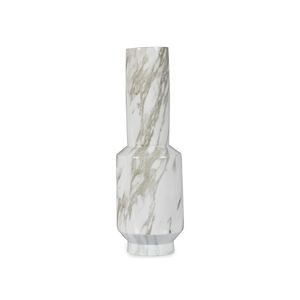 SOLD Porcelain Vase Faux Marble Pattern White / Gray Tall 18.75H
