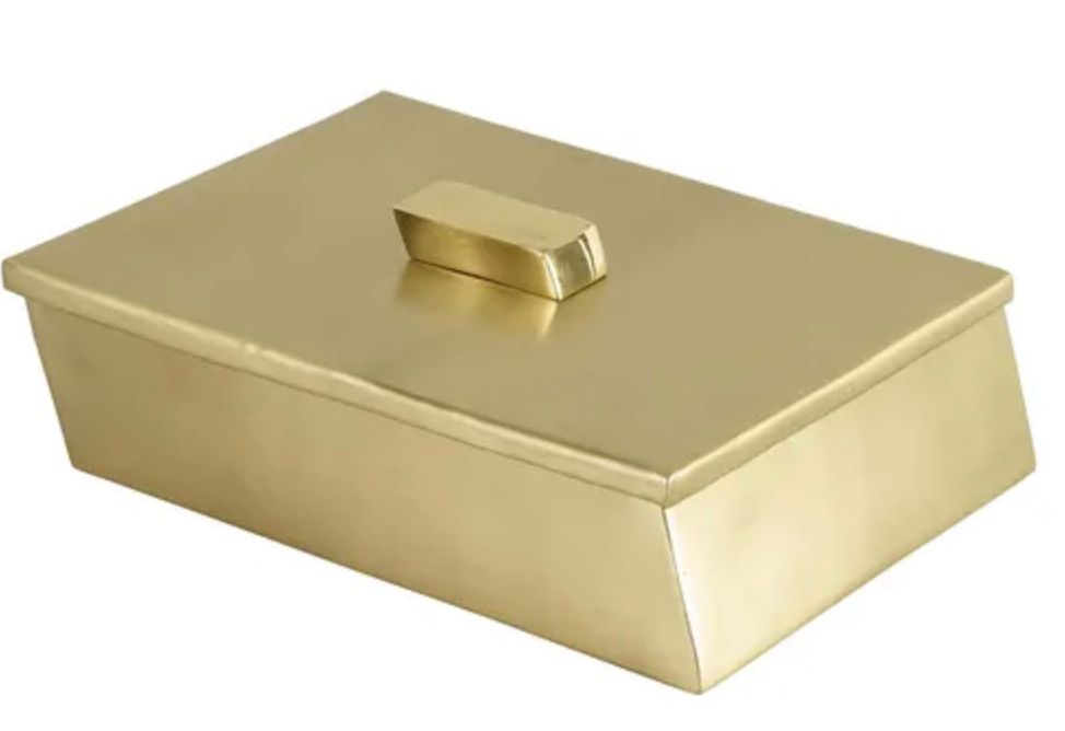 Decorative Brass Box, Angled Profile, 8.5&quot; x 5.25&quot; x 2.5&quot;