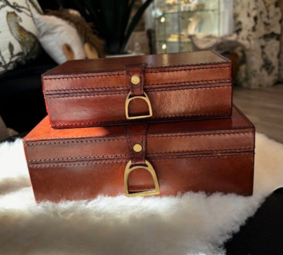 Brown Leather Box , Rectangular 8&quot;x 4.5&quot; x 2.5&quot;