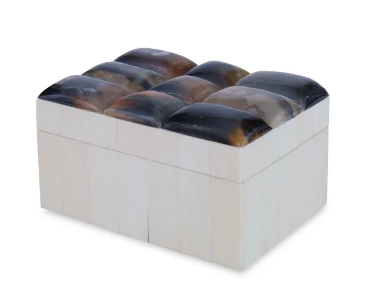 Horn &amp; Resin Decorative Box, Ivory/Natural, 7&quot; x 5&quot; x 4&quot;
