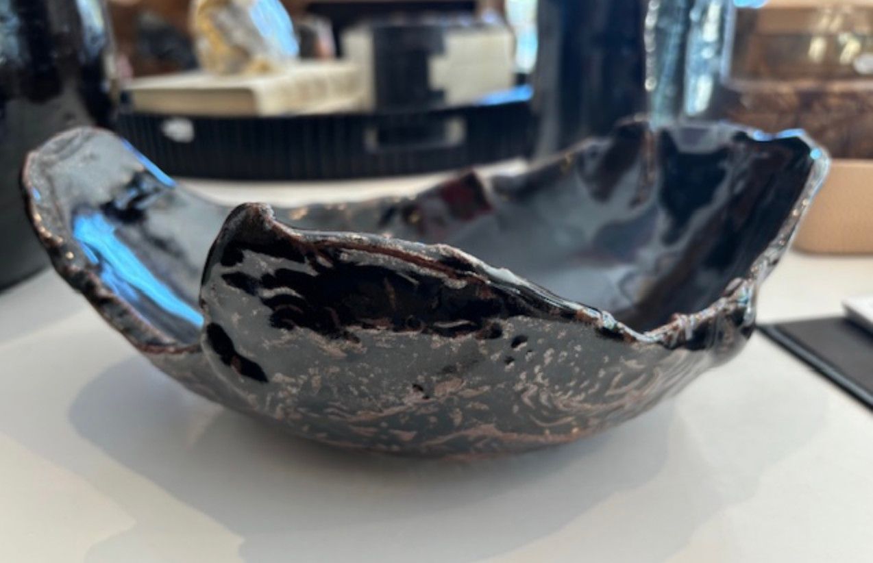Original Art, Ceramic Bowl, Floral Design, Artist Raven Bauer