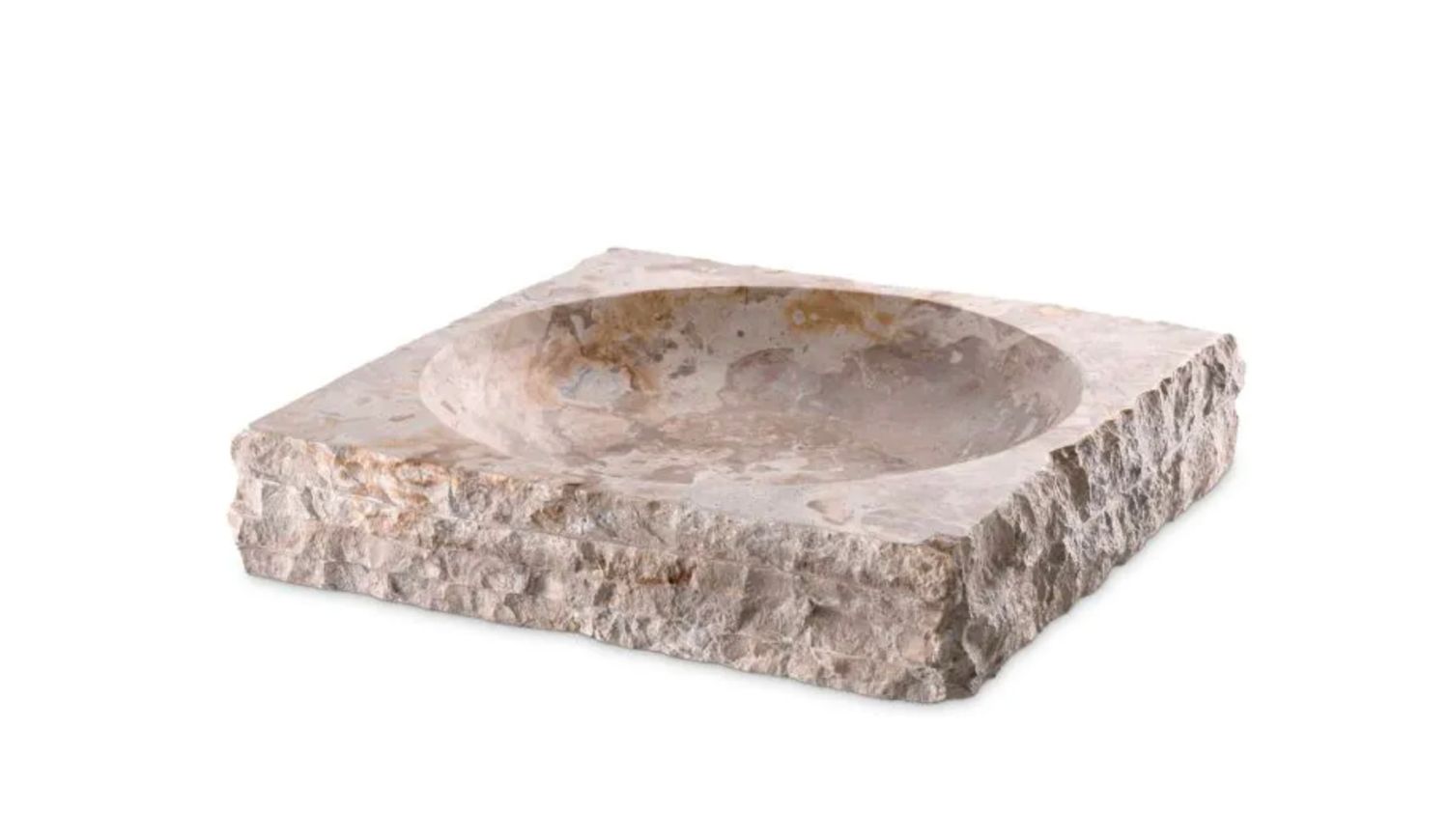 Bowl / Tray, Special Brown Tan Marble, Rough Edge