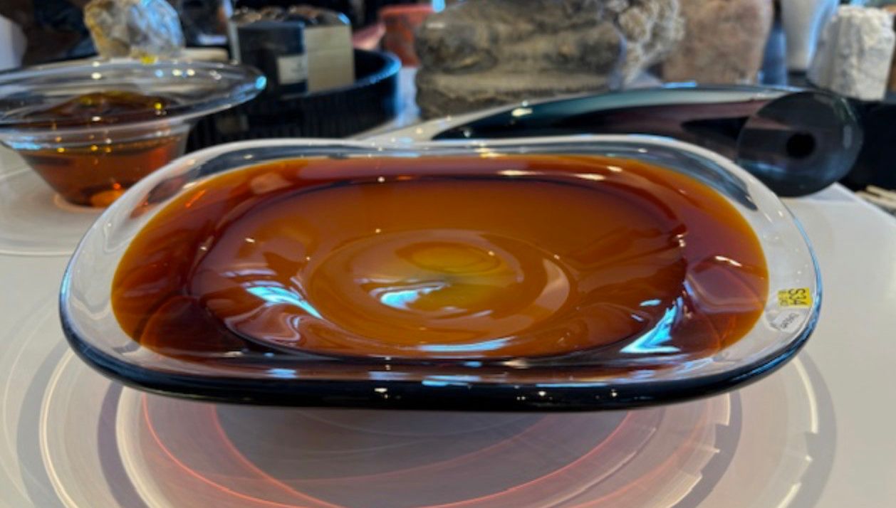Handblown Glass Bowl - Oval with Amber