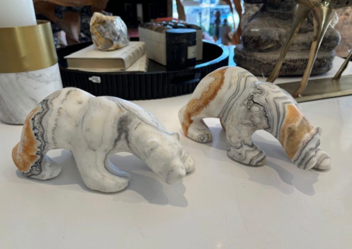 Onyx Bear White / Grey /  Golds  9&quot; x 4&quot;