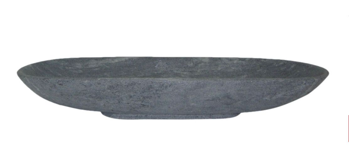 Oval Bowl Matte Gray Marble 26.75&quot; x 10&quot;