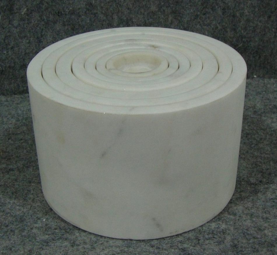 Round Nesting Pots White Marble Set of Seven 6.5&quot; D x 4&quot; H