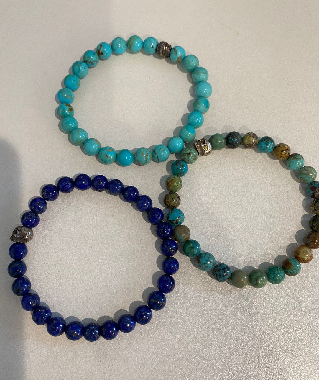Bead Bracelet with Sterling Accents - Turquoise and Lapis Hand Made