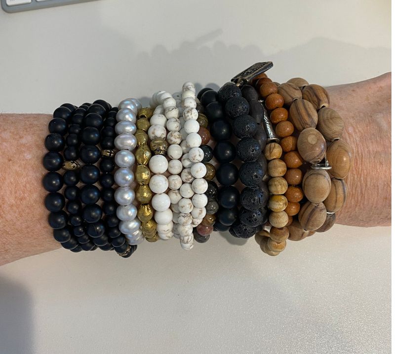 Bead Bracelet with Metal Accents - Multi Hand Made