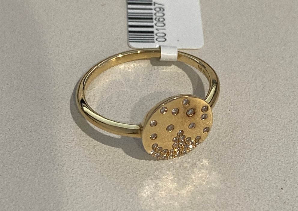 Ring Confetti Diamond Disc in High Polish 14k .10 ct size 7