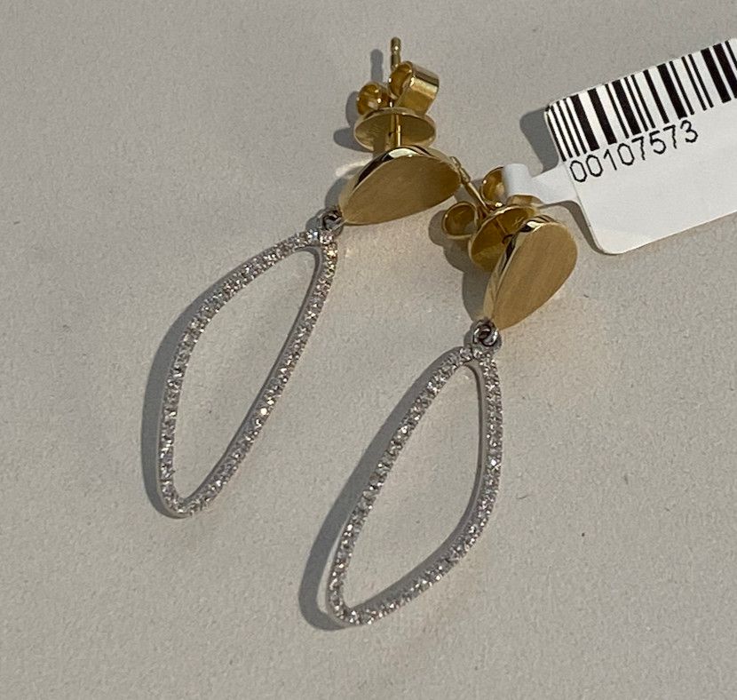 Earrings Pave Diamond Open Triangle in 14k Mixed Gold .26 ct