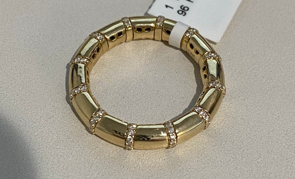 Ring Expandable 14k YG Pave Diamond Ring .28 ct