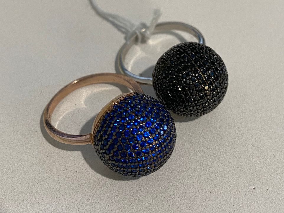 Ring Medium Disco Ball in Sterling or Rose Gold over Sterling
