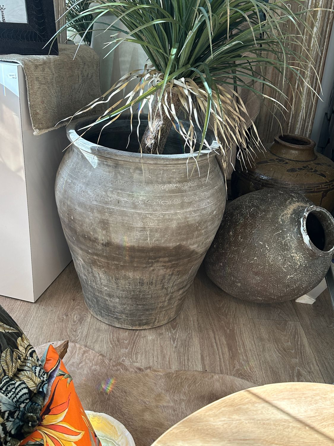 Vintage Gray Floor Size Pot / Jar