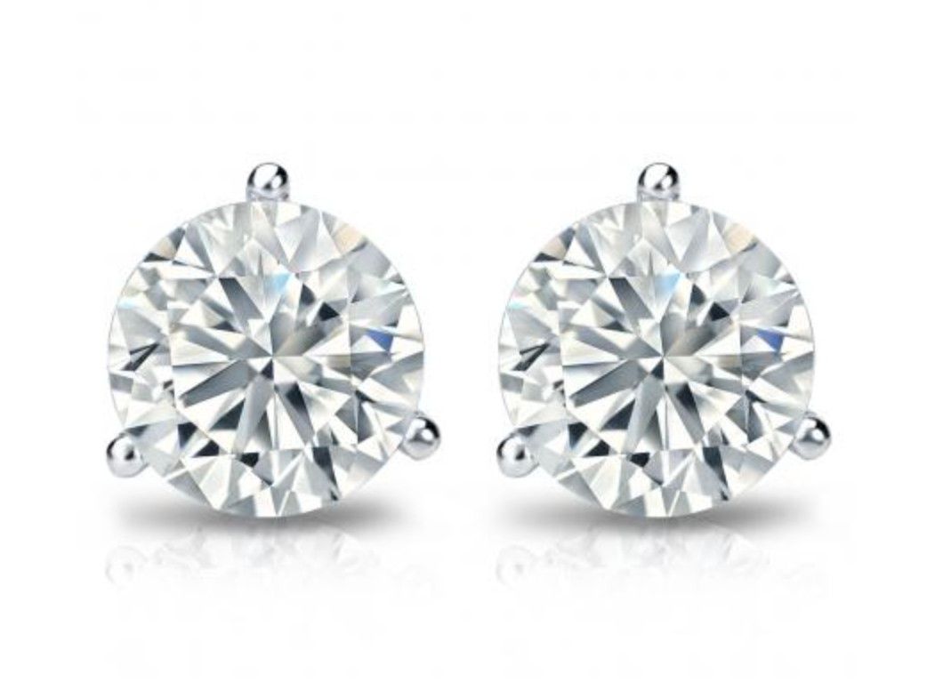 2.14 ctw. Lab diamond studs F/G Color VS 14k WG 3 prong