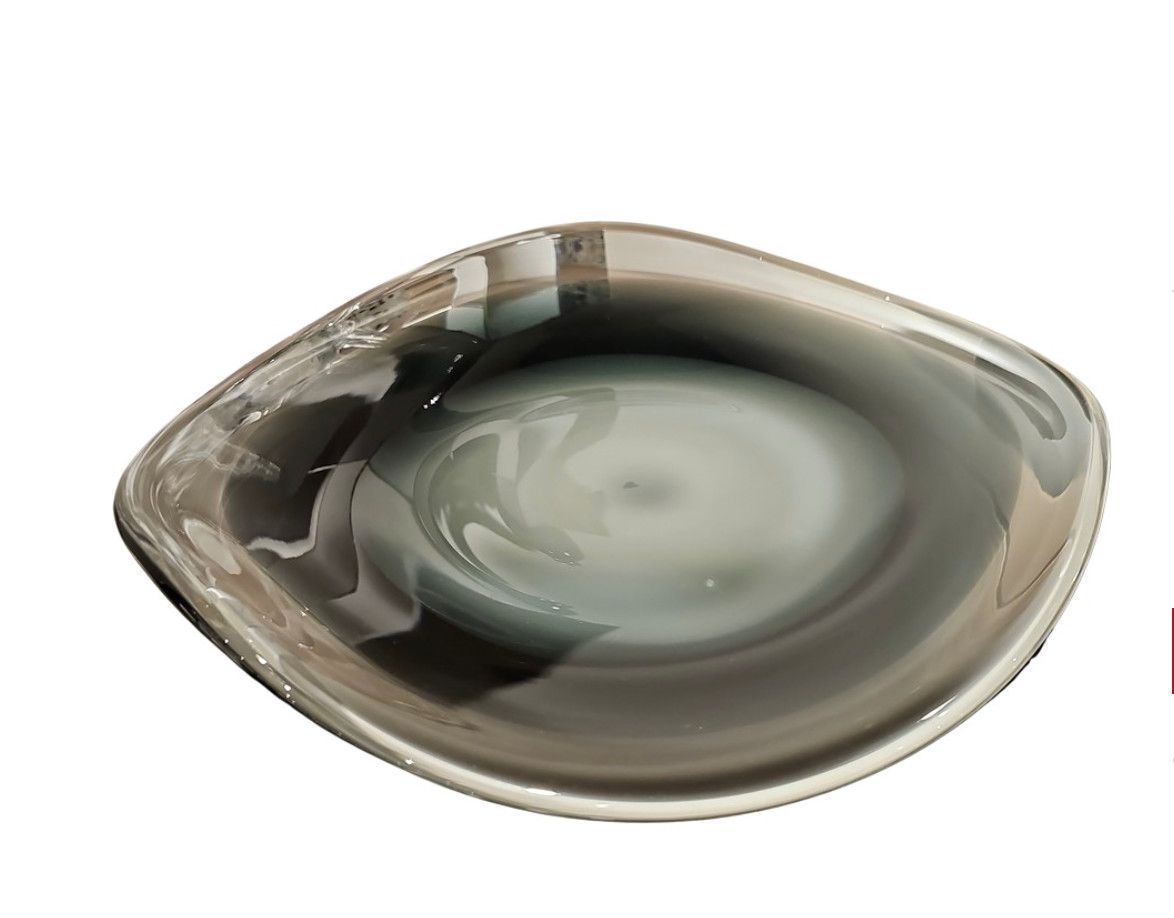 Bowl Glass One Of A Kind Artisan Gray 14 x 14 x 4