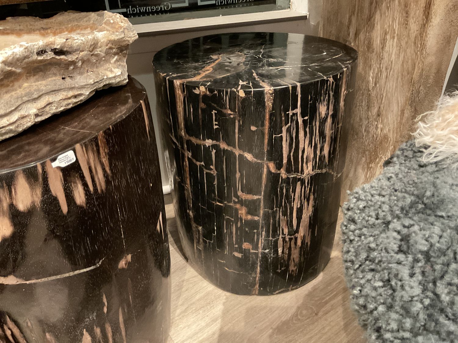 Stool Polished Petrified Wood Indonesia 18.25&quot; H