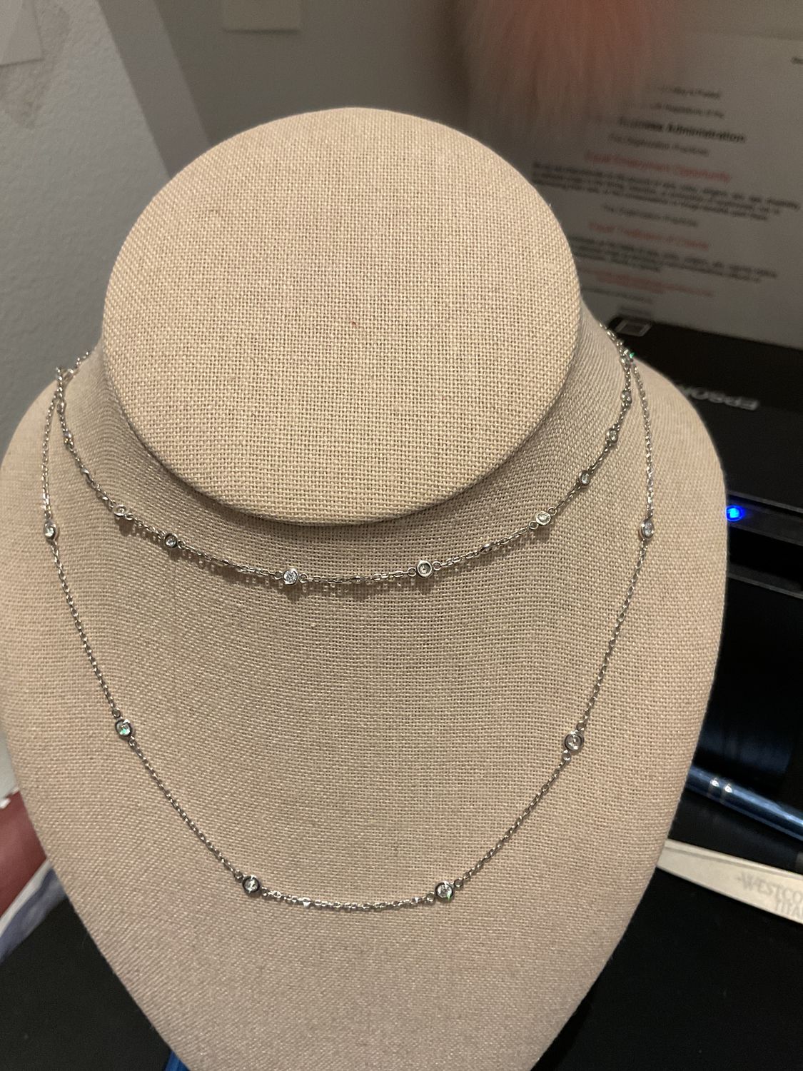 Necklace, Lab diamonds by the yard in 14k WG 1.2 ct